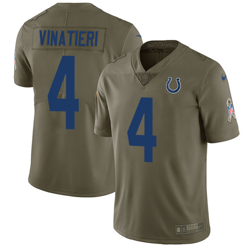 Nike Colts #4 Adam Vinatieri Olive Men's Stitched NFL Limited Salute to Service Jersey